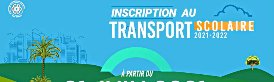 Bandeau « Inscription au transport scolaire 2021-2022 ».